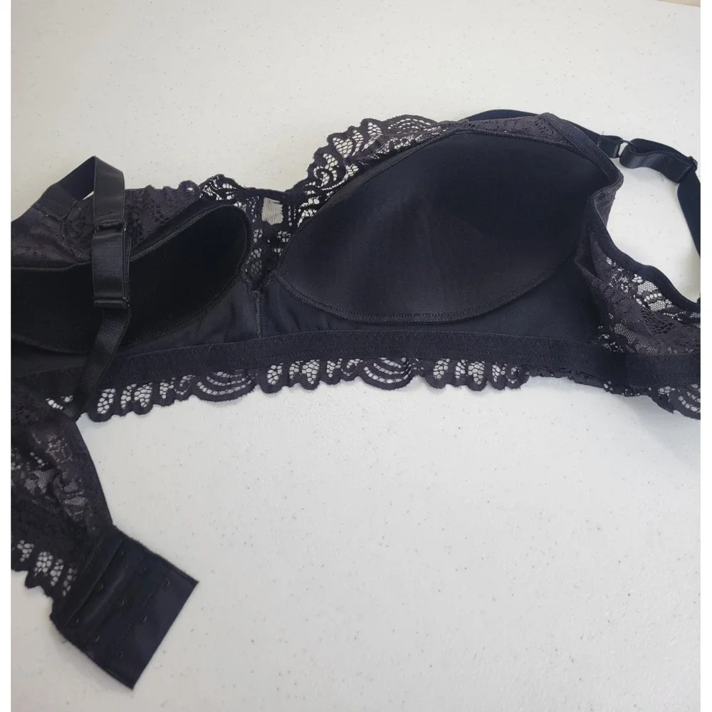Bali Wireless Bra Comfort Revolution Lace Floral Scalloped Lingerie Black 2XL